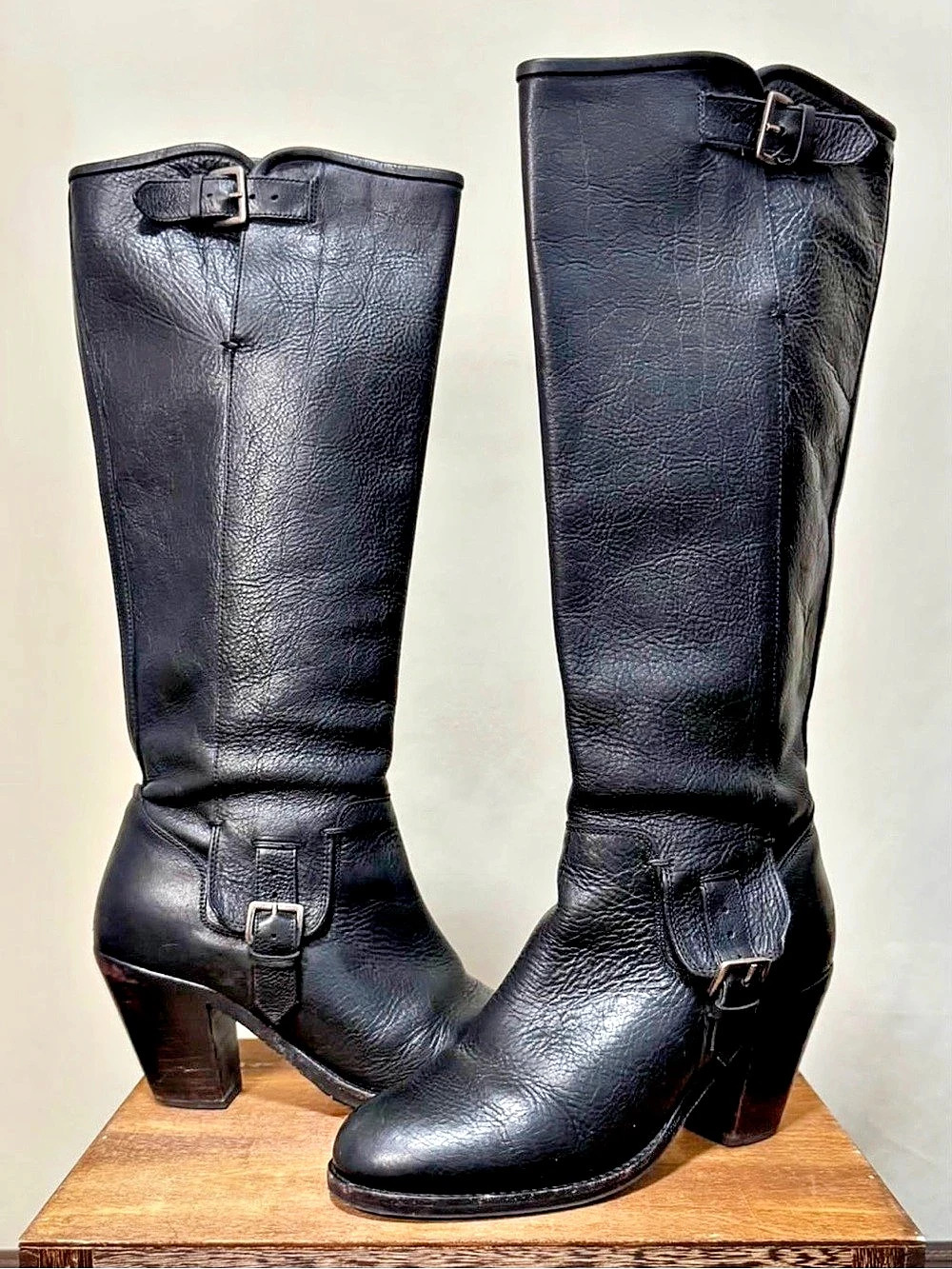 Ariat Women’s 8.5 Black Leather Tall Buckle Heeled Riding Boots 10014313